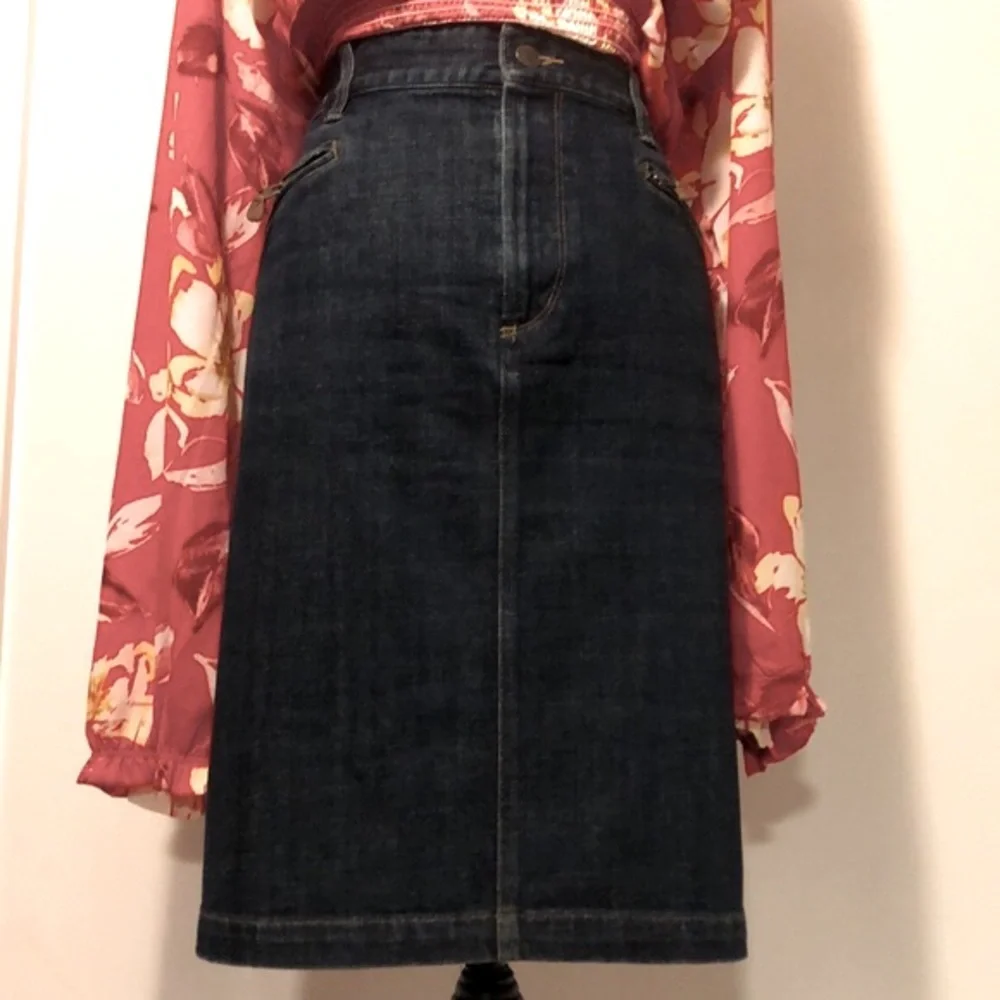 🔵RALPH LAUREN DARK WASH DENIM SKIRT - Picture 2 of 14